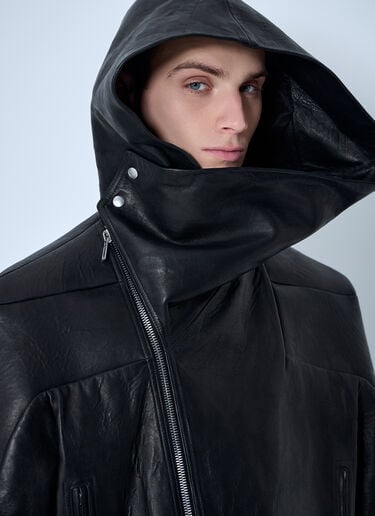 Hooded Leather Jacket Rick Owens Hooded Leather Jacket Black ric0160009