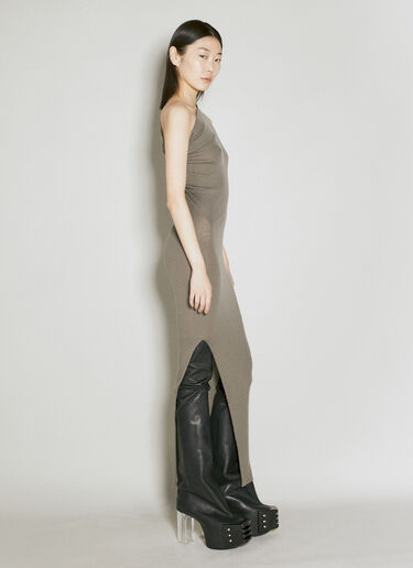 Rick Owens Wool Knit Maxi Dress Grey ric0255007