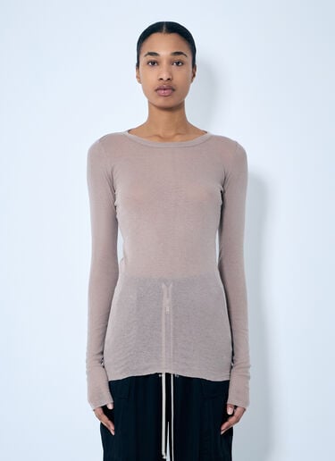 リブロングスリーブTシャツ Rick Owens リブロングスリーブTシャツ ベージュ ric0259003