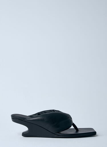 Leather Thong Wedge Sandals Rick Owens Leather Thong Wedge Sandals Black ric0259019