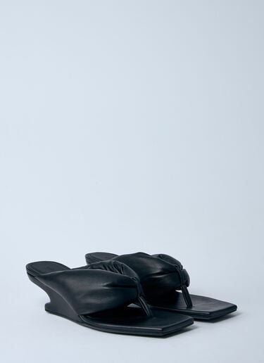Leather Thong Wedge Sandals Rick Owens Leather Thong Wedge Sandals Black ric0259019
