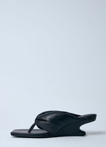 Leather Thong Wedge Sandals Rick Owens Leather Thong Wedge Sandals Black ric0259019