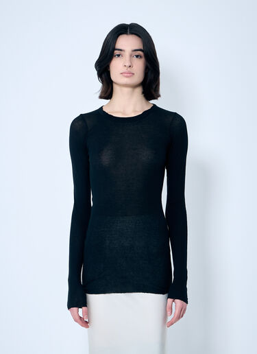 Rick Owens 罗纹长袖上衣 黑色 ric0259030