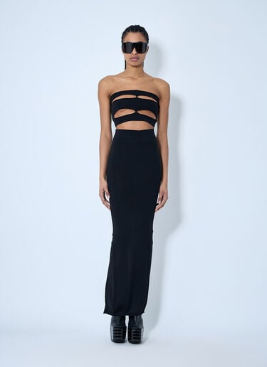 Rick Owens Wool Knit Maxi Skirt Black ric0260005