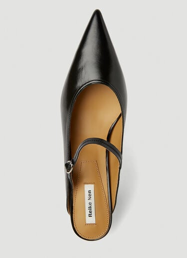Pointed Mary Jane Kitten Heel Mules Reike Nen Pointed Mary Jane Kitten Heel Mules Black rkn0251002