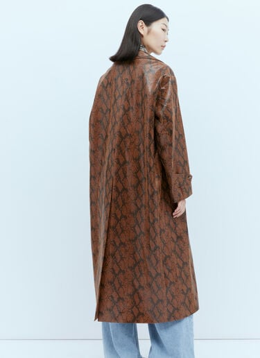 Double Layer Faux Snakeskin Embossed Coat Rokh Double Layer Faux Snakeskin Embossed Coat Brown rok0254009
