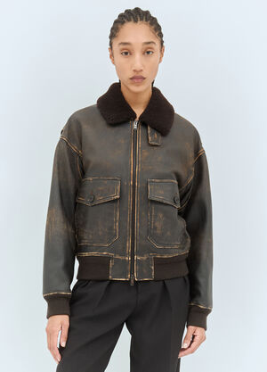 The Row Adonis Leather Jacket Black row0258017