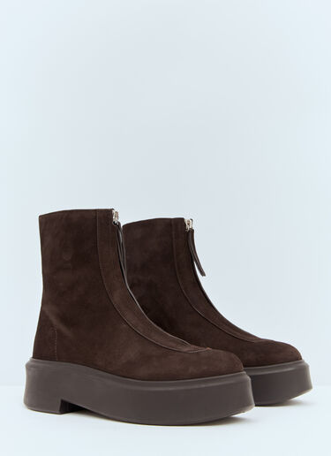 The Row Suede Zipped Boots Brown row0258023