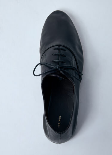 The Row Heredita Leather Lace-Up Shoes Black row0259012