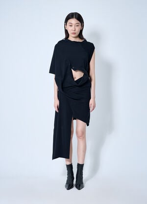 Sia Arnika ドレープ入りポロドレス  ブラック sia0260001