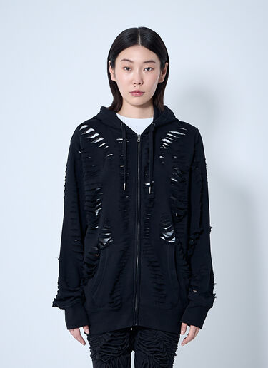 Slit Zip-Up Hooded Sweatshirt Sia Arnika Slit Zip-Up Hooded Sweatshirt Black sia0260010