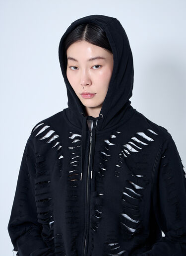 Slit Zip-Up Hooded Sweatshirt Sia Arnika Slit Zip-Up Hooded Sweatshirt Black sia0260010