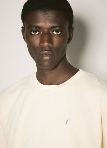 Cassandre Piqué T-Shirt Saint Laurent Cassandre Piqué T-Shirt Cream sla0156017