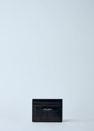 Saint Laurent 로고 프린트 가죽 카드홀더 브라운 sla0158030