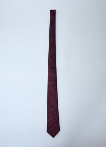 Saint Laurent Stripe Silk Satin Tie Brown sla0159021