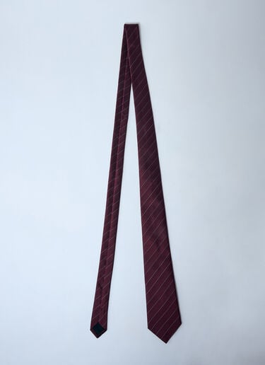 Saint Laurent Stripe Silk Satin Tie Brown sla0159021
