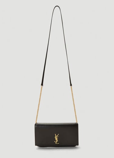 Leather Phone Holder Saint Laurent Leather Phone Holder Black sla0241053