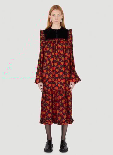 Heart Print Dress Saint Laurent Heart Print Dress Black sla0245048