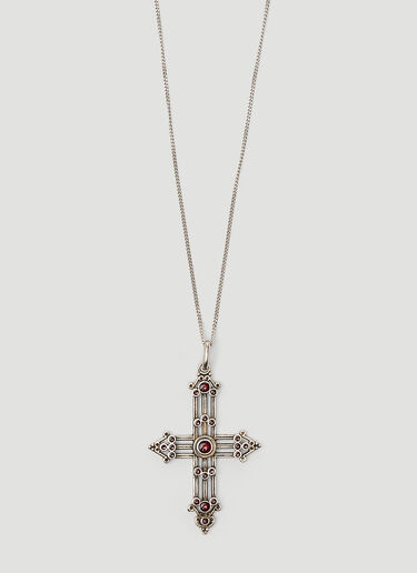 Saint Laurent 로맨틱 크로스 펜던트 네크리스 실버 sla0247088