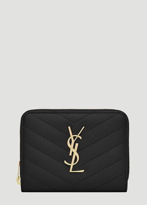 Saint Laurent Matelassé Compact Wallet Black sla0247148