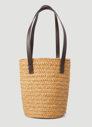 Saint Laurent Logo Tag Raffia Tote Bag Beige sla0247172