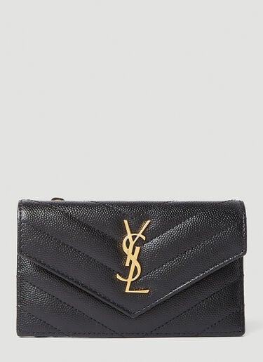 Saint Laurent Logo Plaque Cardholder Black sla0249166