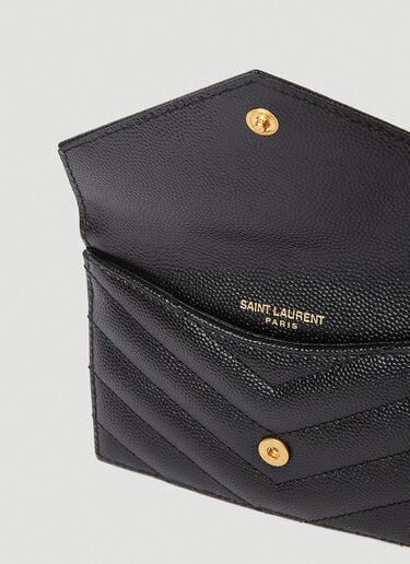 Saint Laurent Logo Plaque Cardholder Black sla0249166