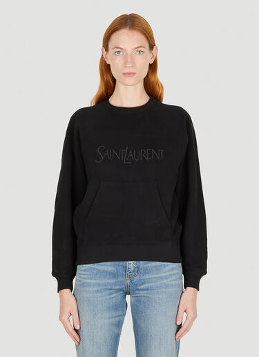 Saint Laurent Logo Embroidery Sweatshirt Black sla0250028
