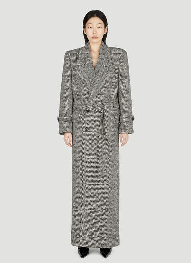Chevron Double Breasted Coat Saint Laurent Chevron Double Breasted Coat Black sla0252012