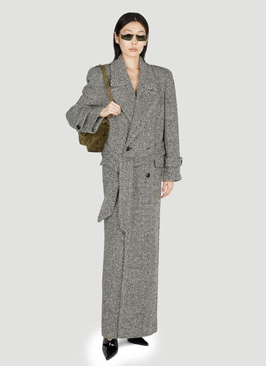 Chevron Double Breasted Coat Saint Laurent Chevron Double Breasted Coat Black sla0252012