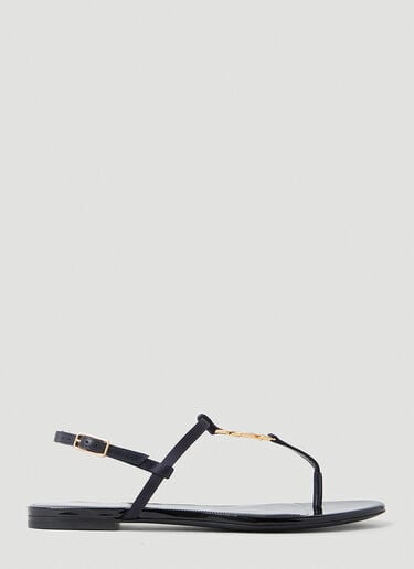 Saint Laurent Cassandra Flat Sandals Navy sla0252032