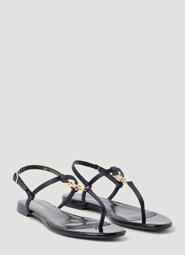 Saint Laurent Cassandra Flat Sandals Navy sla0252032