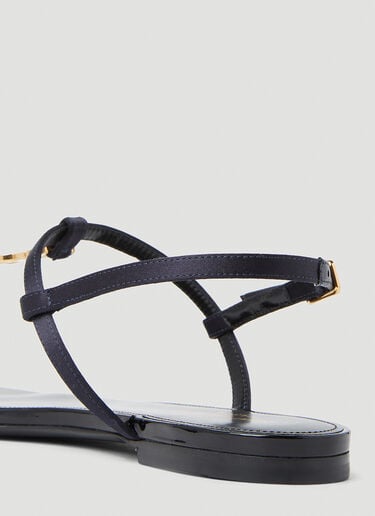 Saint Laurent Cassandra Flat Sandals Navy sla0252032