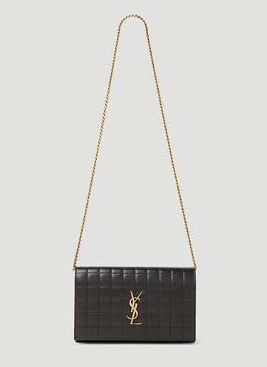Saint Laurent Cassandre Matelassé Carré Chain Wallet Black sla0252083