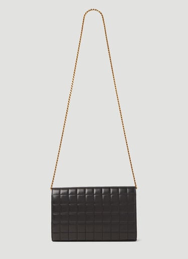 Saint Laurent Cassandre Matelassé Carré Chain Wallet Black sla0252083