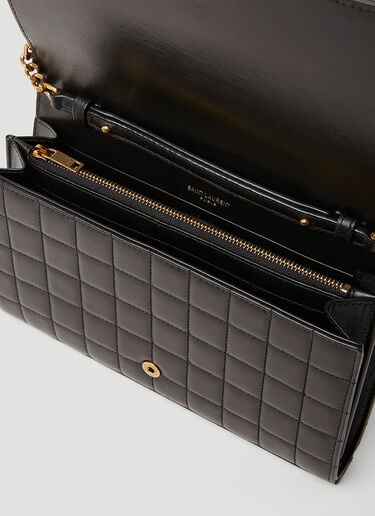 Saint Laurent Cassandre Matelassé Carré Chain Wallet Black sla0252083