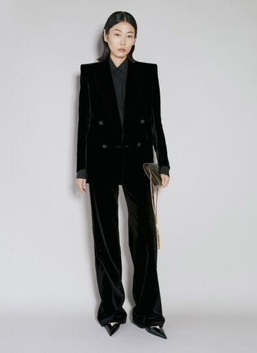 Saint Laurent Velvet Double-Breasted Blazer Black sla0253009