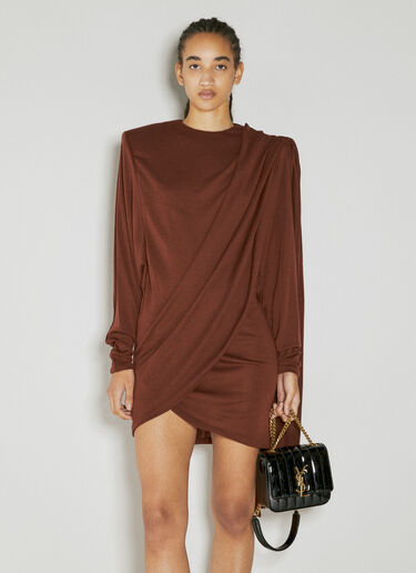 垂褶羊毛连衣裙 Saint Laurent 垂褶羊毛连衣裙 红 sla0253044