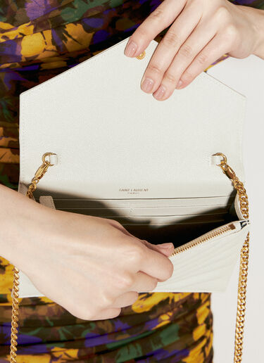 Saint Laurent Cassandre Envelope Chain Wallet Beige sla0255090