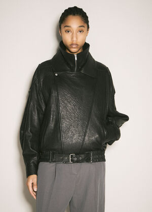 Saint Laurent Bomber Leather Jacket Black sla0257003