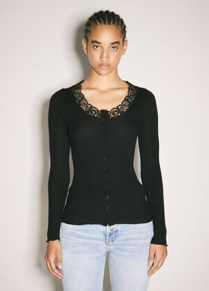 Saint Laurent Laced Cardigan Black sla0257007