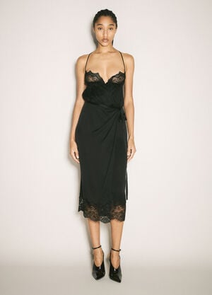 Saint Laurent Wrap Midi Dress Black sla0257011