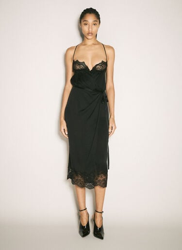 Saint Laurent Wrap Midi Dress Black sla0257011