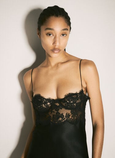 Saint Laurent Lace And Silk Slip Dress Black sla0257015