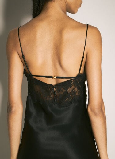 Lace And Silk Slip Dress Saint Laurent Lace And Silk Slip Dress Black sla0257015