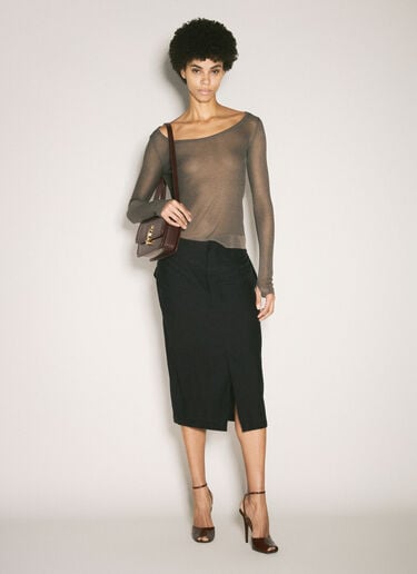 Saint Laurent Silk Pencil Skirt Black sla0257027