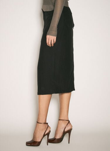 Saint Laurent Silk Pencil Skirt Black sla0257027