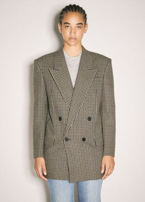 Saint Laurent Vichy Wool Blazer Beige sla0257028