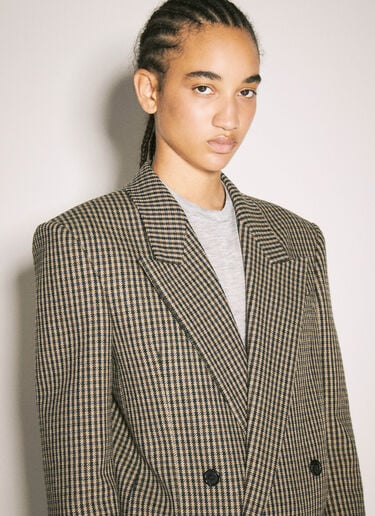 Saint Laurent Vichy Wool Blazer Beige sla0257028