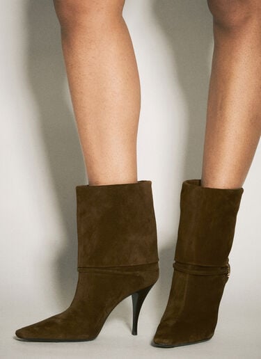 Saint Laurent リッキースエードブーツ ブラウン sla0257046